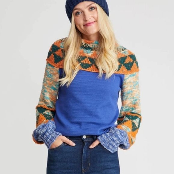 FREE PEOPLE Blue Swit The Small Stuff Sweater - Picture 1 of 5